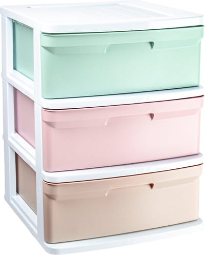 Plasticforte Ladeblokje/bureau organizer met 3x lades - gekleurd - L39 x B40 x H49 cm
