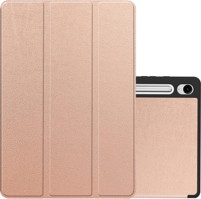 Hoes - Geschikt voor Samsung Galaxy Tab S9 FE - Dun & Stevig - Trifold Bookcase - Hard Cover Case - Met Uitsparing Geschikt voor S Pen - Hardcover Book - Tablet Hoesje - Rosé goud