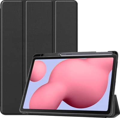 Hoesje Geschikt voor Samsung Galaxy Tab S6 Lite - Dun & Stevig - Trifold Bookcase - Hard Cover Case - Met Uitsparing Geschikt voor S Pen - Hardcover Book - Tablet Hoes - Zwart