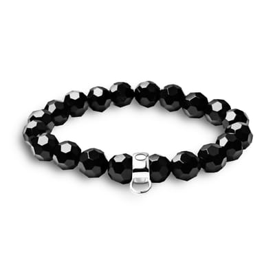 Quiges - Armband - Bedelarmband - Glazen Steen - Zwart - 20cm - geschikt - voor - Charm - QCB002