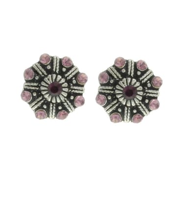 Behave - Vintage oorstekers met roze steentjes - Nikkelvrij - Modeaccessoire