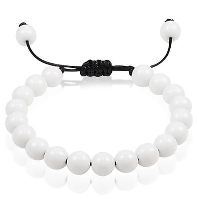 Verstelbare kralen armband Memphis Wit Natuursteen 8mm