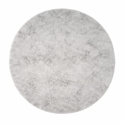 Moonay Fluffy Vloerkleed Rond Lichtgrijs Ø 120 cm - Hoogpolig 30 mm Shaggy Tapijt - Extra Dik & Zacht - 1900 g/m²