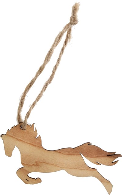 SANTEX - 6 paarden-plaatskaarten met koord van natuurlijk hout 7 x 4,2 cm voor verjaardag