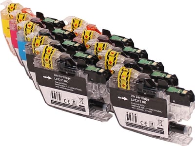 Set 10x ABC huismerk inkt cartridge geschikt voor Brother LC-3213 LC-3211 LC-3213BK LC-3213C LC-3213M LC-3213Y voor DCP-J572DW DCP-J772DW DCP-J774DW MFC-J490DW MFC-J491DW MFC-J497DW MFC-J890DW MFC-J895DW