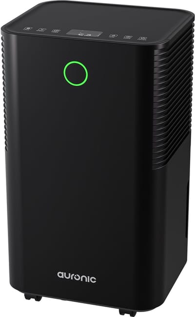 Auronic Luchtontvochtiger - Compact Series - 12L per dag - 2L Waterreservoir - Was-droog functie - Slaapkamer, Badkamer en Woonkamer - Vochtopnemer voor in Huis - Dehumidifier - Zwart