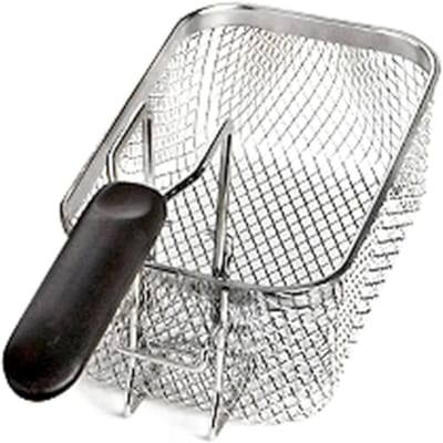 QIN® Frituurmandje - Opvouwbare frituurmand - Ronde Frituurmand - Zilver - 24cm x 24cm x 9cm