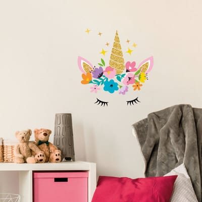 Muurstickers - Eenhoorn en Sterren - Transparante Achtergrond - 60x60cm