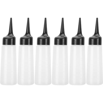 6pcs Bouteille Applicateur Shampoing Salon de Coiffure Lavage Cheveux Presser Bouteille Rechargeable black