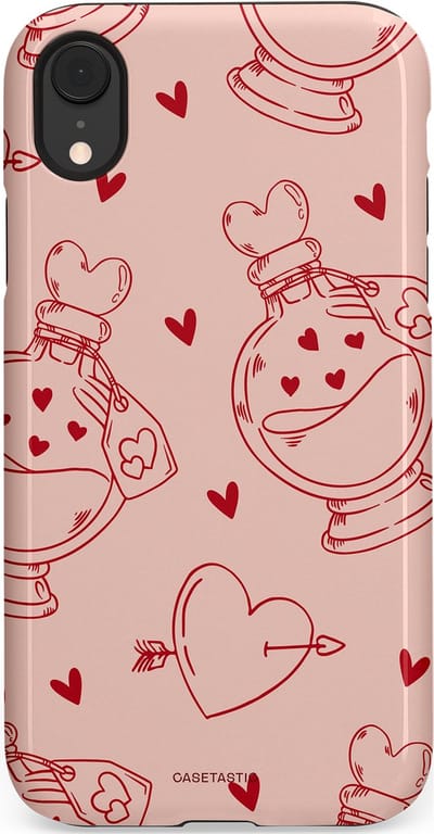 Casetastic Hoesje Geschikt voor Apple iPhone Xr - Stijlvolle Beschermende Duo-layer Case - Zoete Liefdesflirt - Roze Rood - Pafrum - Love You - Valentijn