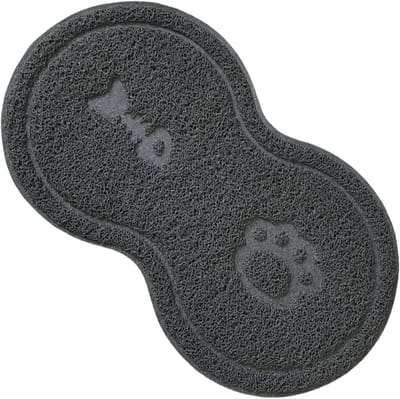 Placemat Hond & Kat - Voerbakmat - Naponderlegger katten en honden - siliconen hondenbak - kattenbak - voerbak onderlegger - pvc - waterdicht - antislip, kattenmat - voering - grijs - 45 x 25 cm