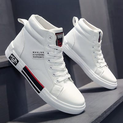 Mode Leer Heren Canvas Schoenen Herfst Winter High-Top Casual Schoenen voor Heren Antislip Heren Sneakers Nieuwe Tenis Masculino 41 gray