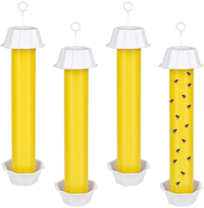 Dailygoods- Vliegenval 4 Stuks - Vliegenvanger voor Binnen/Buiten - Grote Fruitvliegenval - Muggenval met Plakstrips - Afweer tegen Muggen - Eenvoudig te Gebruiken - Insectenvanger