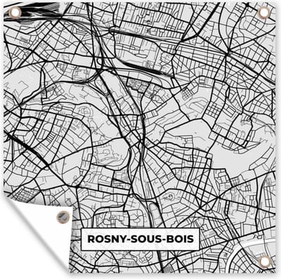 Tuin poster Stadskaart - Frankrijk - Kaart - Rosny-sous-Bois - Plattegrond - 200x200 cm - Tuindoek