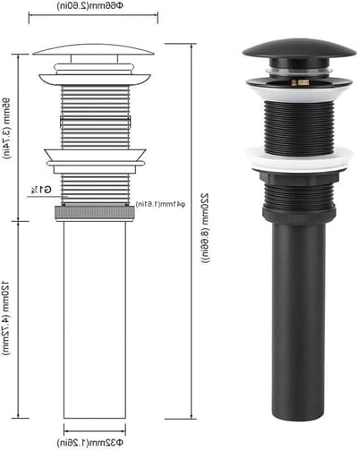 Pop-up Afvoer Fitting voor Wastafel met Klikmechanisme en Zonder Overloop - Zwarte Afvoerplug voor Eenvoudige Installatie en Onderhoud