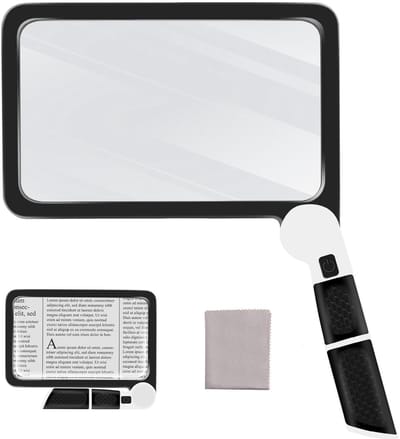 Dailygoods - Opvouwbaar leesvergrootglas - Vergroting 5x - Met LED verlichting - Ideaal voor senioren - Geschikt voor lezen van boeken en kranten - Re...