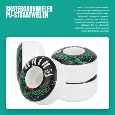 Dailygoods- Skateboardwiel Stevig en Duurzaam - PU-Materiaal - Antislip Wielen - Geschikt voor Ruwe Ondergronden - Uitstekende Elasticiteit - Compact Design - Skateboardwielen