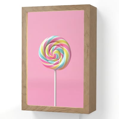 Wandlamp 20x30 cm - Oplaadbaar - Lolly - Roze - Snoep - Zoet - Wandlampen binnen woonkamer - Slaapkamer lamp met kabel - Decoratieve nachtlamp - Vloerlamp snoer