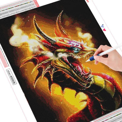 Diamant borduurwerk volledige weergave Dragon 5D Diamond schilderij volledige ronde diamant 20X30 orange