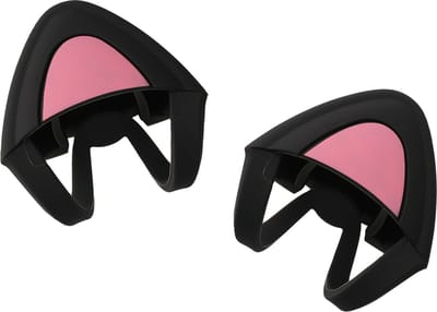 kwmobile 2x kattenoortjes voor koptelefoon - Kattenoren geschikt voor Overear Headphone van 2,5-3,8 cm breed - Van silicone - In zwart / roze