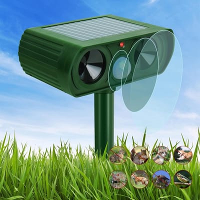 Ultrasone verjager op zonne-energie voor dieren in tuin en op boerderij