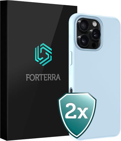 Hoesje 2 Stuks - Geschikt voor Apple iPhone 16 Pro - Sterk & Shockproof - Back Cover - Case Siliconen - Telefoon Hoes - Lichtblauw