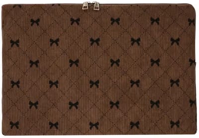 Laptop Sleeve - Strik / Bow Bruin | 14 inch - 35 x 26 x 3 cm | Laptop Hoes Corduroy/Polyester | Fashion Favorite