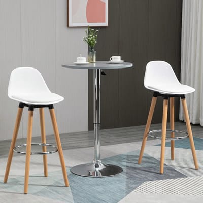 Pugsdrly 2-delige set barkrukken barstoelen Scandinavisch design, voetsteun, 38,5 cm x 42,5 cm x 91 cm, naturel + wit
