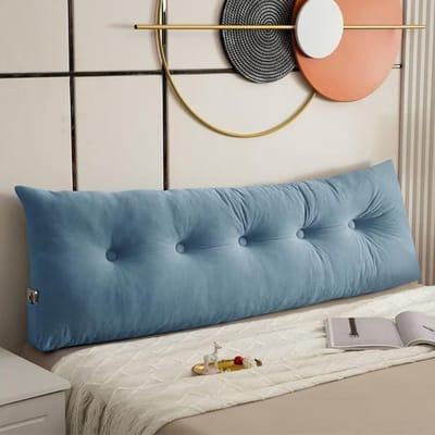 Rugleuning kussen - Leeskussen bed - Ontspannen in bed - Afneembare hoes - 80x40x12cm - Blauw