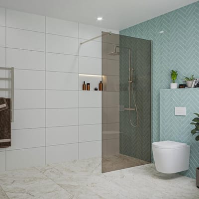 FugaFlow Eccelente Vetro inloopdouche badkamer - 100x200cm - rookglas - wandarm - geborsteld RVS