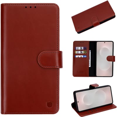 Casemania Echt Leren Hoesje Geschikt voor Samsung Galaxy S26 Ultra - Chestnut Brown - Leer Book Cover - Portemonnee Telefoonhoesje met Pasjeshouder