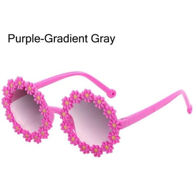 Lunettes de soleil Fleur Enfant Protection UV 400 Rondes Mignonnes Marguerite Lunettes pour Fille Verre Océan Lunettes de Mode pink