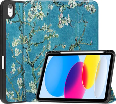 Hoesje - Geschikt voor Apple iPad A16/A18 (2022/2025/2026) - 10.9 & 11 inch (10e, 11e & 12e generatie) - Dun & Stevig - Trifold Bookcase - Hard Cover Case - Met Uitsparing Geschikt voor Apple Pencil - Hardcover Book - Tablet Hoes - Bloesem