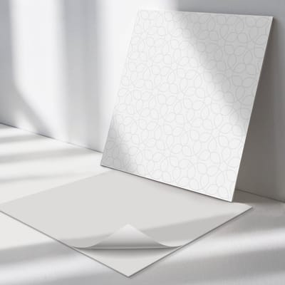 Wallfluent Vinyl Tegels - Fijn Patroon met Cirkels Vinyl Tegels Zelfklevend - 30 cm x 30 cm - Wit PVC Tegels - 9 stuks - Vierkant PVC Tegels - Patroon Plaktegels - Zelfklevende Vinyltegels - Plaktegels Keuken en Badkamer