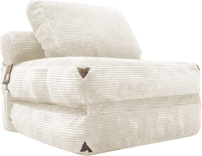 Moderne 1-zits loungebank - Opvouwbare slaapbank met opbergruimte - Zachte stof - Voor woonkamer en logeerkamer - Wit - 87x86x40 cm