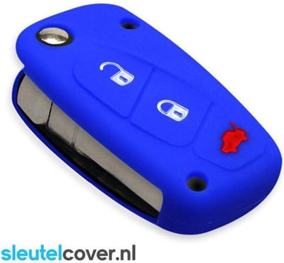 Autosleutel Hoesje geschikt voor Fiat - SleutelCover - Silicone Autosleutel Cover - Sleutelhoesje Blauw