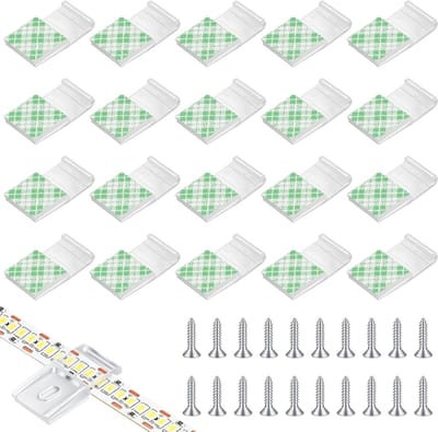 LED-stripclips 20 stuks - Transparant zelfklevend - Bevestigingsclips voor 10 mm LED-strips - ShopVlot