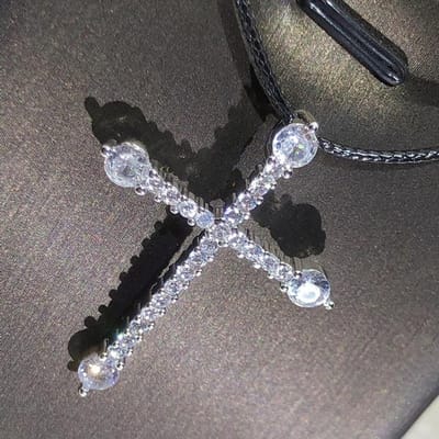 Klassieke Retro Glanzende Zirconia Kruis Voor Vrouwen Mode 925 Zilveren Kristallen Kruis Choker Hanger Ketting Partij Sieraden