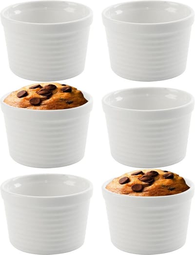 Creme Brulee Schaaltjes Porselein Wit 250 ml 6 stuks - Ramekins - Set - Ovenschaal - Snackkommen - Dipschalen - Kleine Komen voor Dipsauzen en Snacks