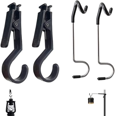 2 Stuks Camping-Vormige Lichthaken en 2 Stuks Multifunctionele Tentclip Lichthaak Wasknijpers, Geschikt voor Binnen en Buiten Accessoires van Tentluifel Clip Lichthaak Wasknijper