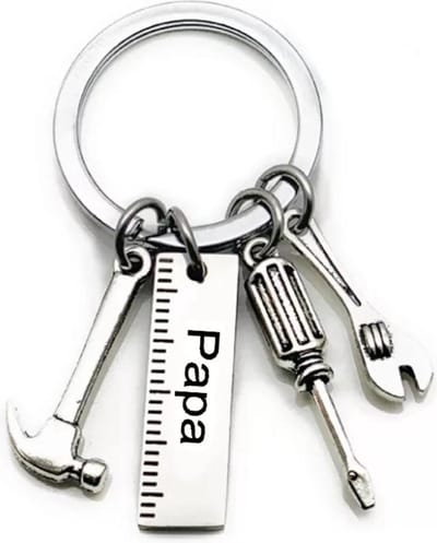 Sleutelhanger - "Papa" Gereedschap - Beste Papa - Vaderdag Cadeau - Verjaardag - Zilver - RVS