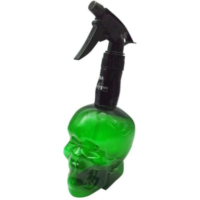 Bouteilles Vaporisateur Cheveux Style Tête de Mort Grande Capacité Arrosoir Brume Continue Rétro 500ML Bouteilles Réutilisables Salon vert