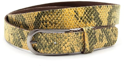 Dames riem geel python - 3 cm breed - Leer - Jeans riem - Casual - Maat 100