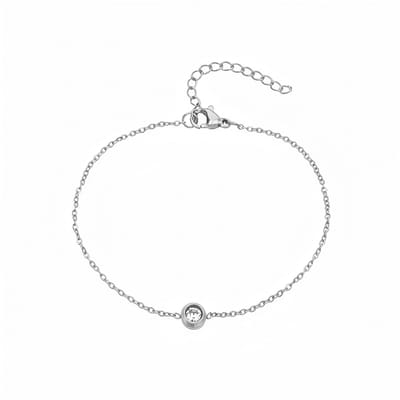 Planet Pink - Armbandje kristal parel rond zilver - Stainless Steel - Roestvrij Staal rvs - Waterproof