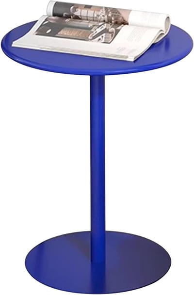 Ronde bijzettafel - Keukentafel - Gezellig borrelen - Stabiele metalen voet - 48 x 56 cm - Blauw
