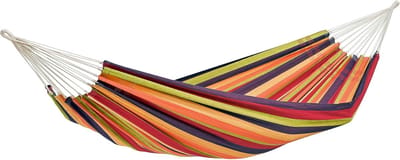 Hangmat Lambada Tropical handgemaakt in Brazilië - 210cm x 140cm - tot 150 kg - kleurrijk gestreept - comfortabel en duurzaam