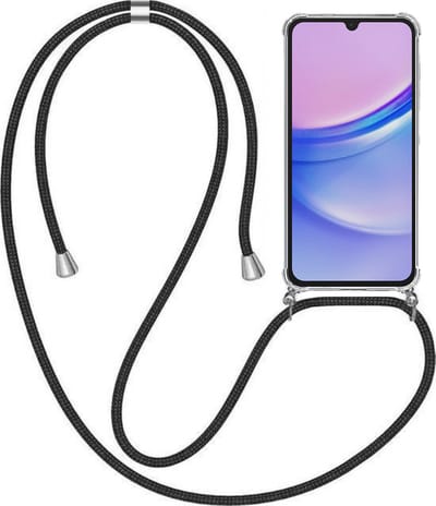 Telefoonhoesje Geschikt voor Samsung Galaxy A15 met Koord en Stootrand - TPU Backcover Shockproof met Lanyard - Smartphonica geschikt voor Samsung Galaxy A15