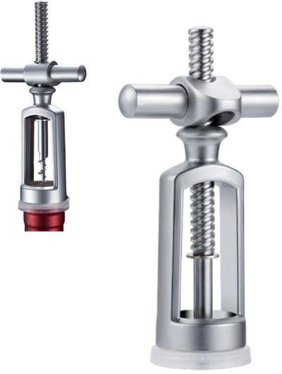 1 stuk Creatieve multifunctionele wijnopener - Eenvoudige handmatige bediening - Wijnopener - Flessenopener voor huishoudelijk gebruik - 6,7 * 6,7 * 15 cm - Voor dagelijks thuis drinken - Zilver