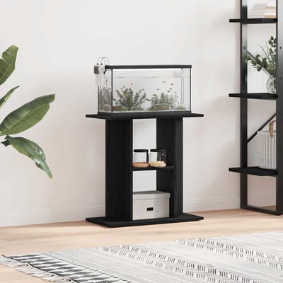 vidaXL - Aquariumstandaard - Zwart - Eiken - 60x30x60 - cm - Bewerkt - Hout