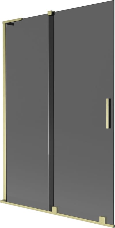 Mexen Velar L badwand 2-delige schuif 120 x 150 , grafiet, goud geborsteld - 896-120-003-41-55